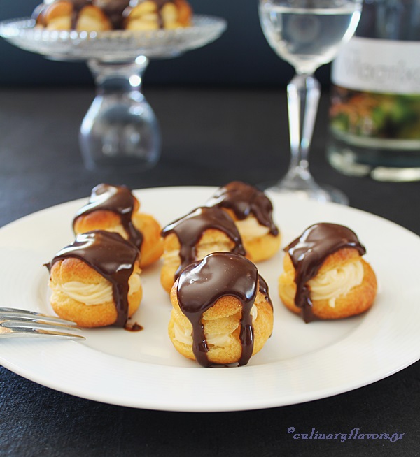 French Profiteroles with Mastic Cream Filling