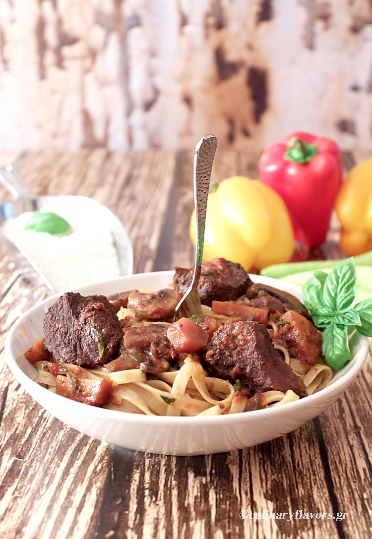 Slow Cooked Beef Ragù with Sweet Red Wine over Pasta
