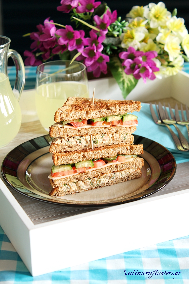 Tuna Salad Club Sandwich and Cream Cheese Ham Rolls